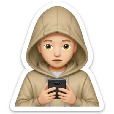 Hooded emoji on their phone making money sticker