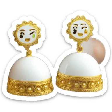 White Jhumka earrings  sticker