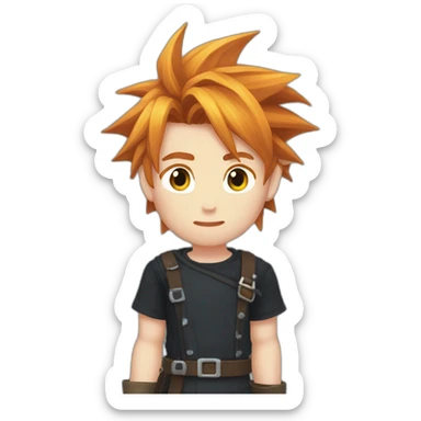 Cloud strife ginger hair freckles. sticker