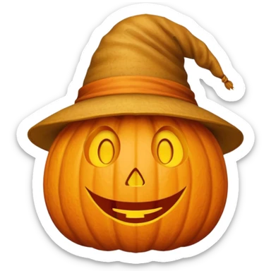 fall ecstatic emoticon artsy slightly creepy pumpkin hat sticker