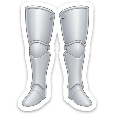 Remove the boots and show only the silver platelegs (leg armor) in a very light silver color with no gold. The style should resemble emoji style with a transparent background. sticker