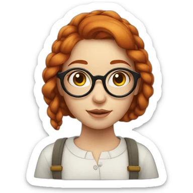 Redhead girl Artist painter with a braid and large round glasses sticker