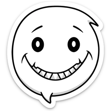 Creepy smiley face with sharp teeth sticker