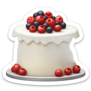 Single tier white cake with red berries on top sticker