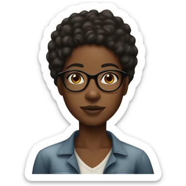 Black girl with freckles and glasses  sticker
