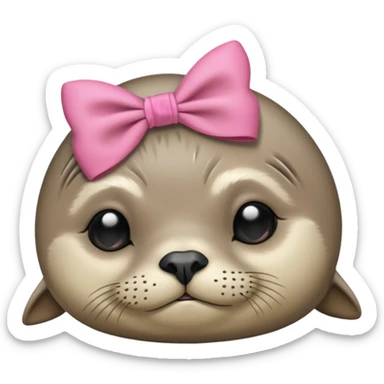 Frowning Sleeping seal wearing pink bow sticker