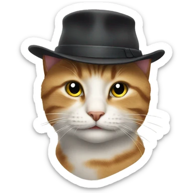 a cat with a hat sticker