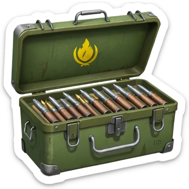 generate a very realistic weapon supply box sticker