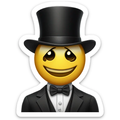 one-eyed character in bowtie with a triangle body, ad tal top hat sticker