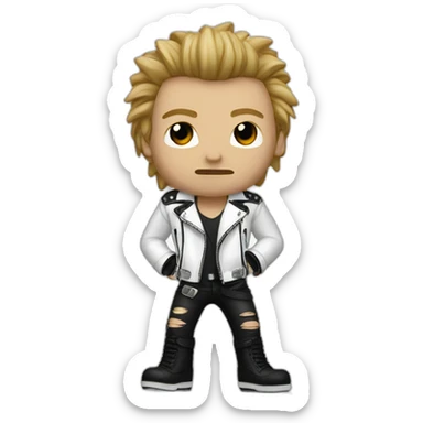 Punk rocker man with white leather jacket sticker