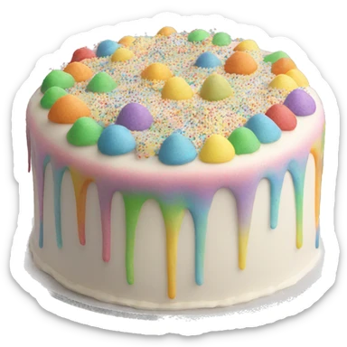 rainbow frosted cake with rainbow sprinkles  sticker