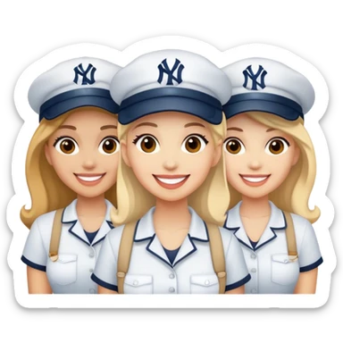 smiling ladies in Yankee hats sticker