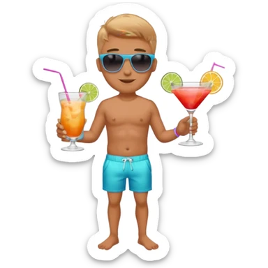 Male pool party with cocktails sticker