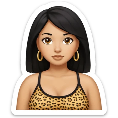 Latina woman with black hair chubby and black woman with blonde hair slim thick in cheetah top sexy sticker