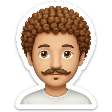 Curly boy with italian mustache and beard  sticker