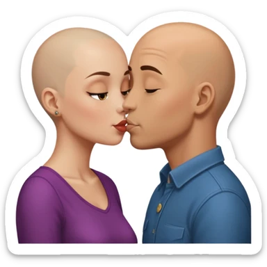 So tall Bald boy kissing a brunette girl  sticker