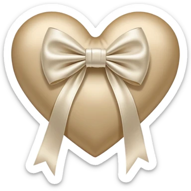 Heart beige white bow  sticker