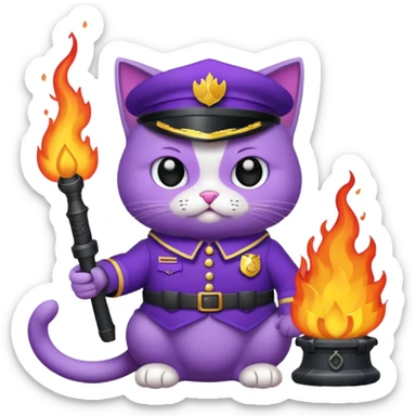 Un chat violet avec une arme a feu sticker