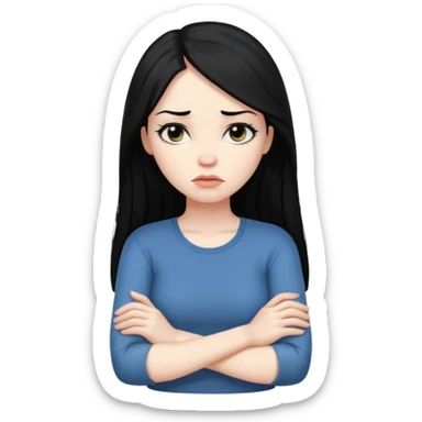 pouty/sad arms crossed emoji woman with long black hair sticker