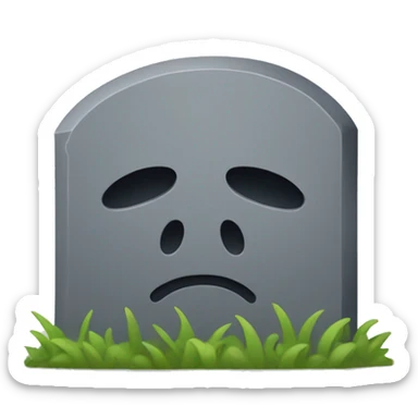 Tombstone with a sad face that says MONDAY sticker