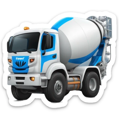 Create a Concrete mixer truck with "Blue Dot Redi-Mix" on the side in blue sticker