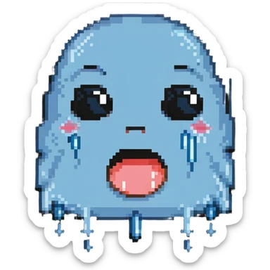 silly sad crying emoji with over-the-top tears sticker