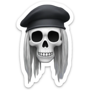 a-scary-skeleton-with-long-hair-and-beret-at-computer sticker