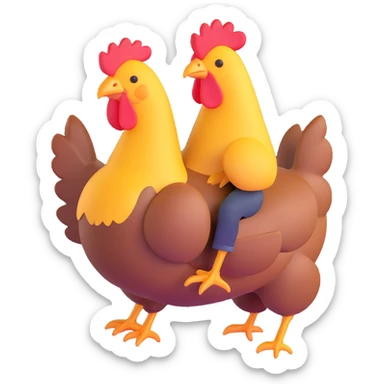 chicken jockey small character riding a chicken sticker
