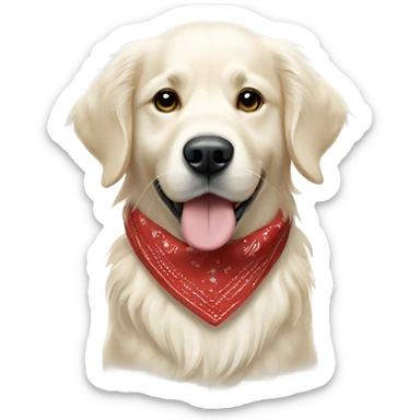 White golden retriever with bandana sticker