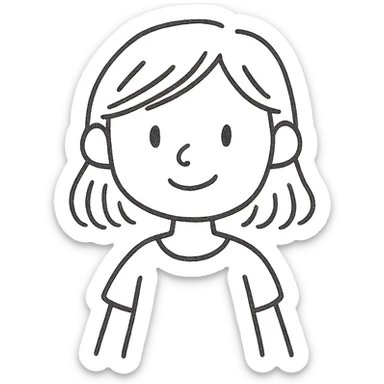 simple girl character, easy to draw, clear lines, minimal details, suitable for sketching sticker
