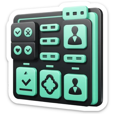 Responsabilité Administrative (Administrative Responsibility), 3D technical icon with black and mint green (#B5F4D3), accountability framework with compliance metrics and procedural safeguards sticker