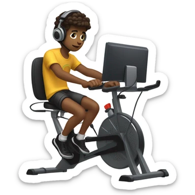 Peddle powered gaming computer driven by a teenage boy  sticker