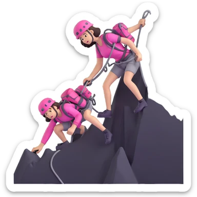 woman in pink clothes mountain climbing sticker