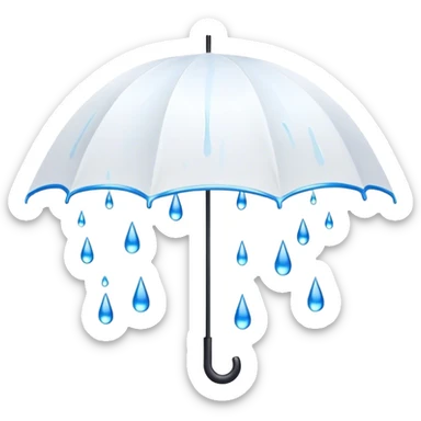 Cinematic realistic emojis in the form of a white umbrella dripping with blue raindrops sticker