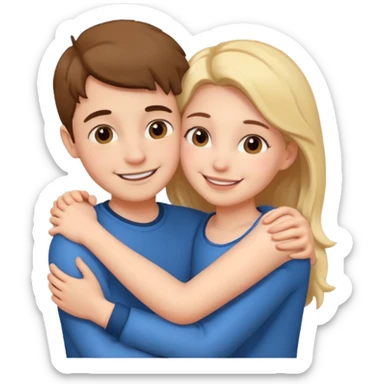 Boy and girl hugging each other in love sticker