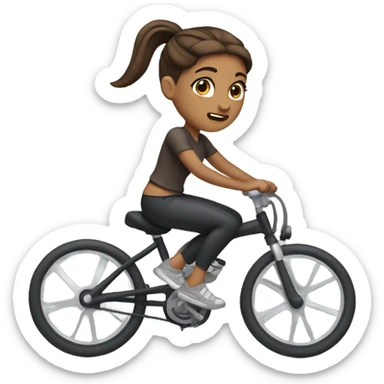 Girl with brown hair in ponytail on an assault bike  sticker