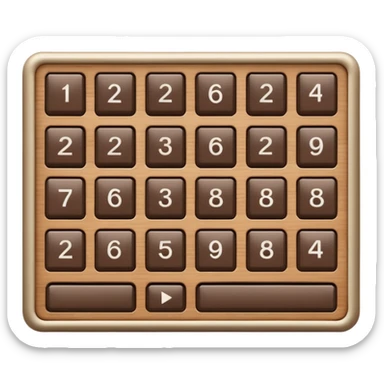 long rectangle wooden keypad with a small screen sticker