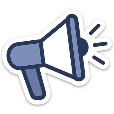 megaphone as a flat icon, minimal details, clean lines sticker