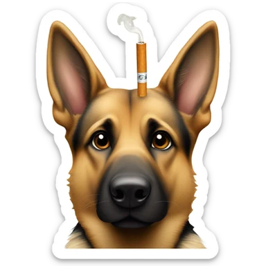 German shepherd with a cigarette in mouth sticker