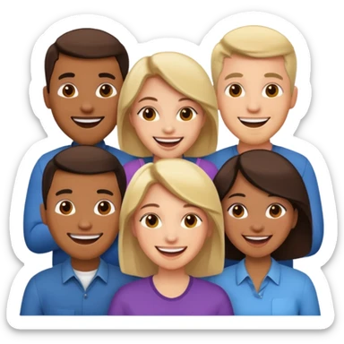 a group of 5 people all of diiferent ages  3men  2 women sticker