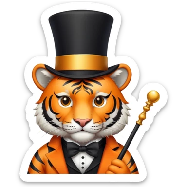 Tiger magician with wand and top hat sticker
