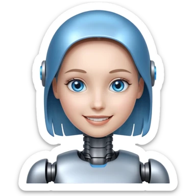 robotic smiling girl sticker