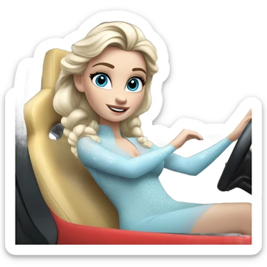Elsa driving a Ferrari  sticker