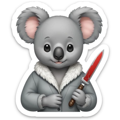 Female koala with knife sticker