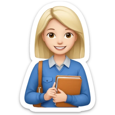 young woman with planner wears casual clothes sticker