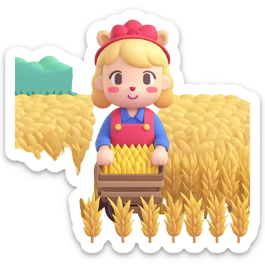 animal crossing character, little guy that harvest wheat sticker