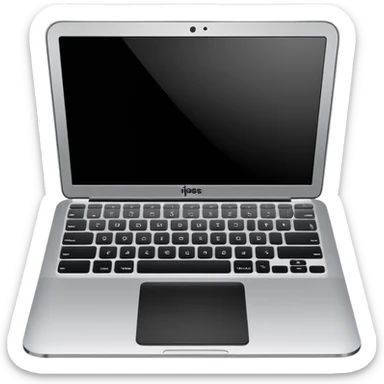 iOS-style emoji of a modern laptop. Smooth gradients, rounded shape, metallic look. Simple, clean, no background, balanced proportions black screen. sticker
