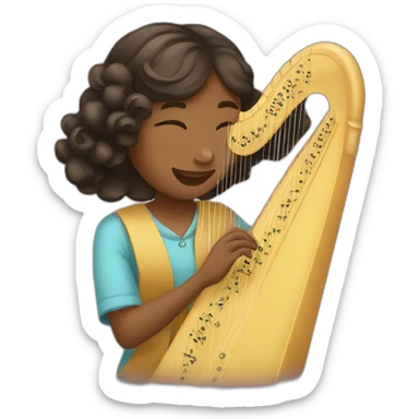 a girl playing harp sticker