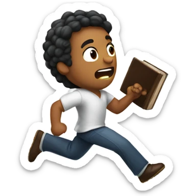 guy running from bible sticker