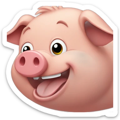 Pig laughing sideways hehehe sticker